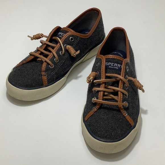 Sperry top sider leather trim wool blend slip on sneakers women size 6.5 M EUC - Picture 14 of 14